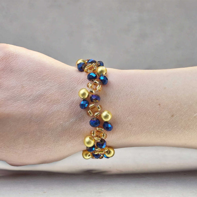 Eden Azure Vine Bracelet – Gold & Blue Glass Beads