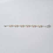 Floral Beaded Bracelet – Beige & Silver Flower Pattern | Eden Collection