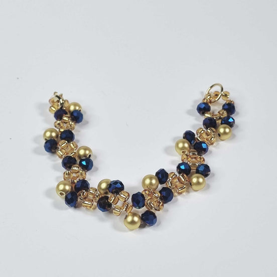 Eden Azure Vine Bracelet – Gold & Blue Glass Beads