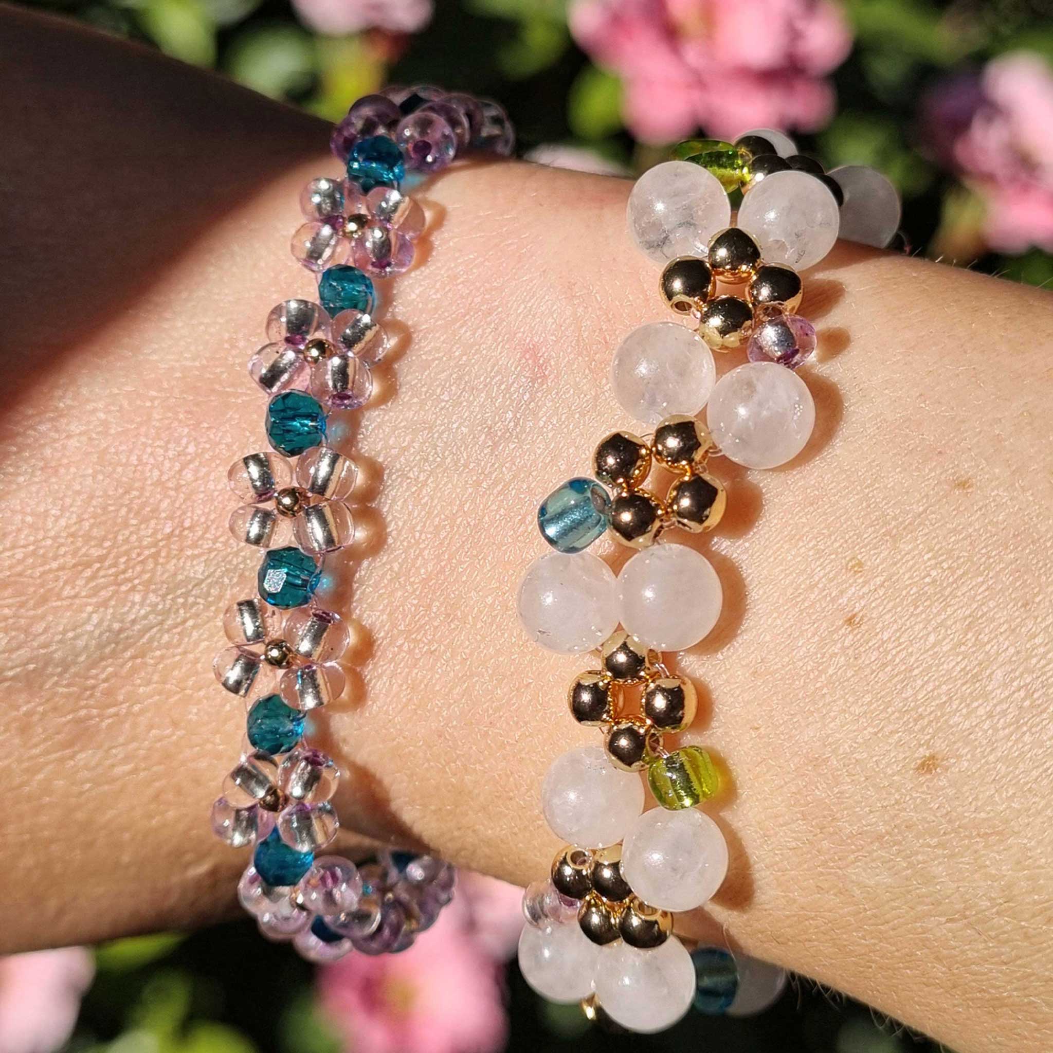 Eden Bloom Vine Bracelet – Gold & Multicolor Glass Beads
