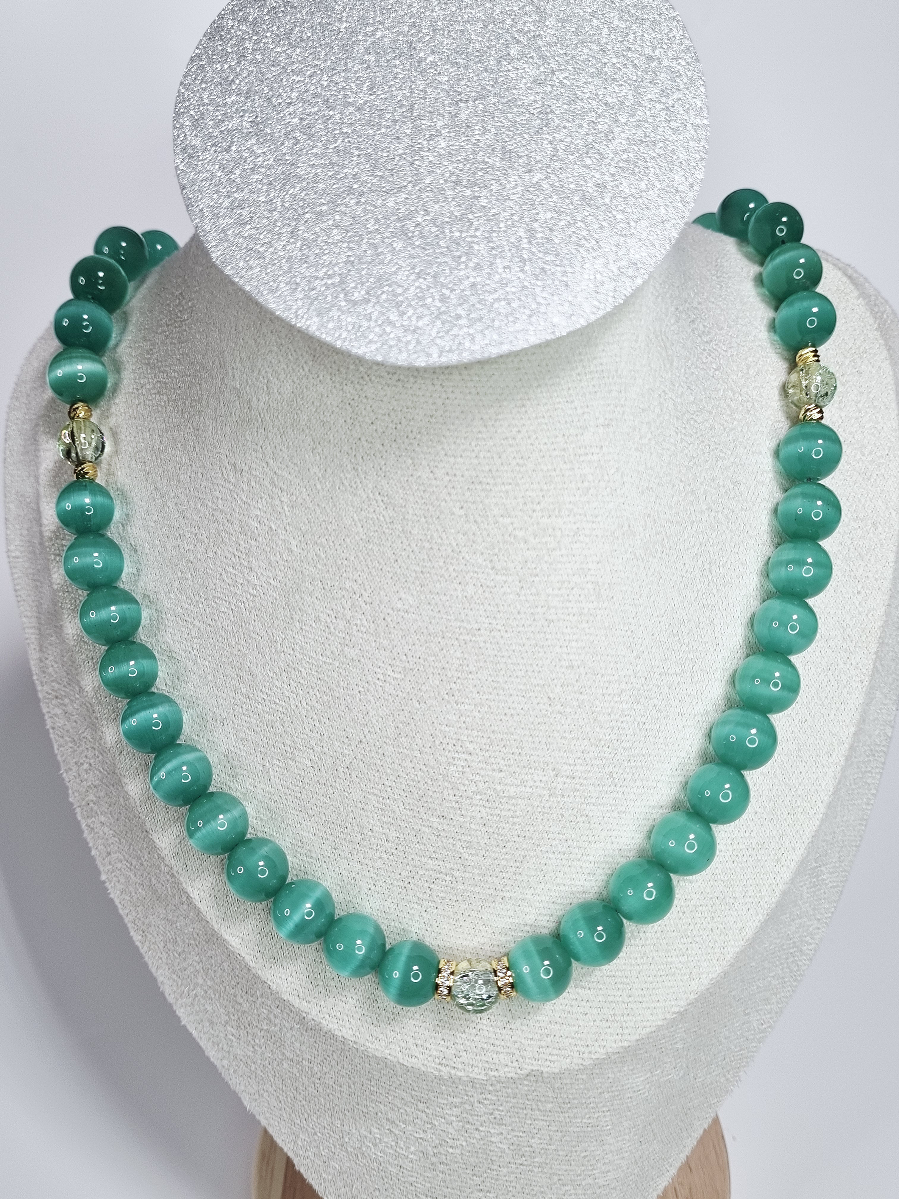 Kabana Palm Glass Necklace with Gold-Plated Spacers