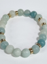 Soft Eden Handmade Amazonite Stretch Bracelet with Gold-Plated Stainless Steel Spacers