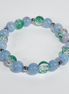 Ocean Spark Handmade Stretch Bracelet with Light Blue Chalcedony stones and Cracked Glass Beads