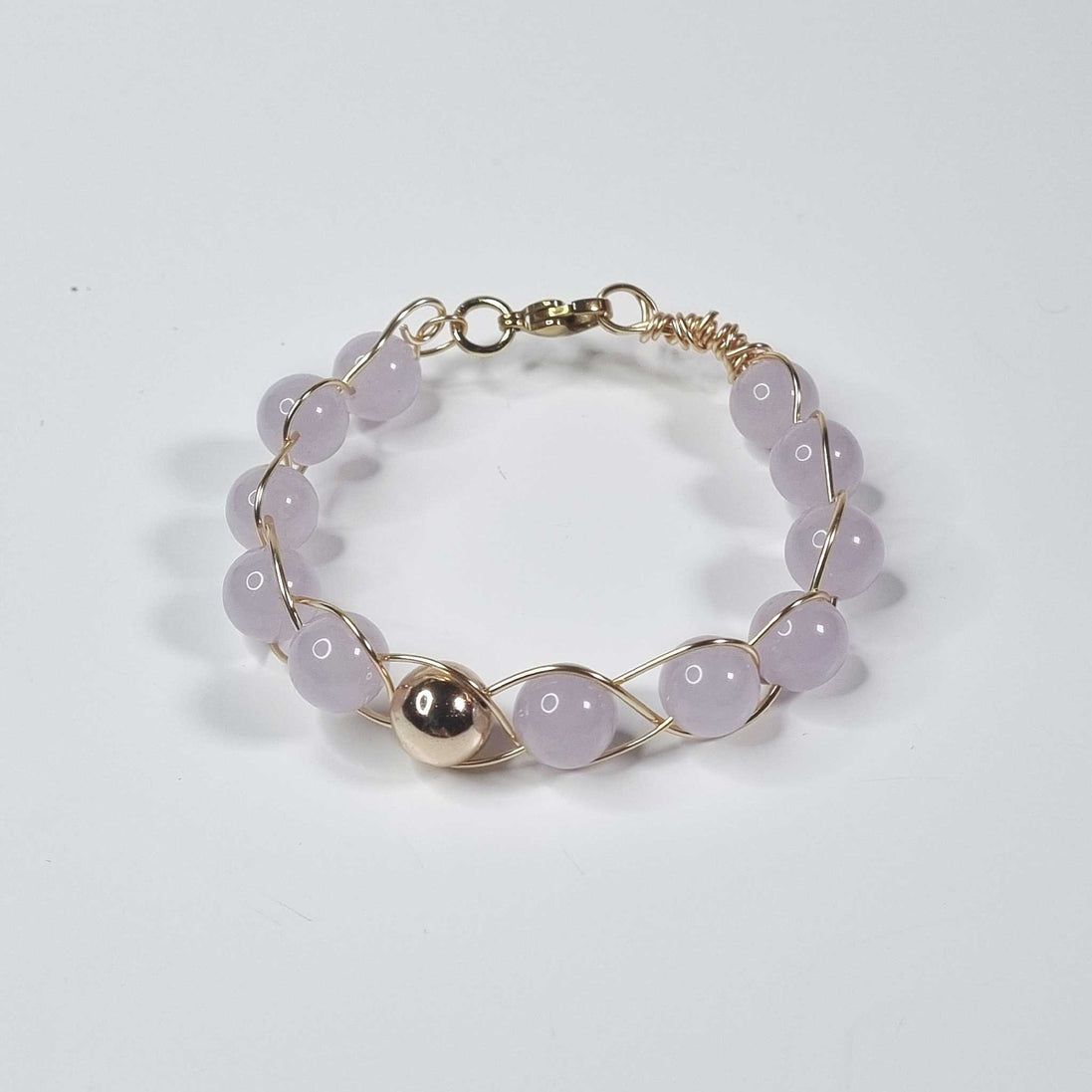 Paarse Kralen Armband – Vergulde Draad Armband met Kralen van 10 mm
