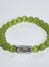 Personalized Green Cat Eye Bracelet with Engravable Stainless Steel Charm