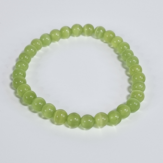 Appelgroene Cat Eye Rekarmband – 6 mm Glaskralen