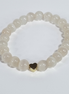 Soft Devotion Handmade Cat Eye Stretch Beige Bracelet with Heart Charm