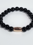 Midnight Rose Handgemaakte Zwartglazen Kralen Armband met Roségouden Accent