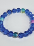 Deep Blue Sea – Coral Breeze Blue Glass Stretch Bracelet with Pink & Baby Blue Accents