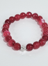 Faithful Heart Handmade Cherry Red Jade Stretch Bracelet with Silver Cross Spacer
