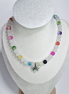 Butterfly Bloom Matte Glass Bead Necklace with Colorful Accents and Butterfly Charm