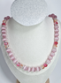 Flamingo Kiss Pink Glass Bead Necklace with Silver Plated Spacers