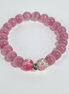 Blush Glow Pink Glass Bead Stretch Bracelet with Silver-Plated Accents