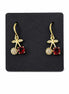 Gold Plated Red Stone Earrings – White Dotted Round Stone Earrings, Elegant Jewelry