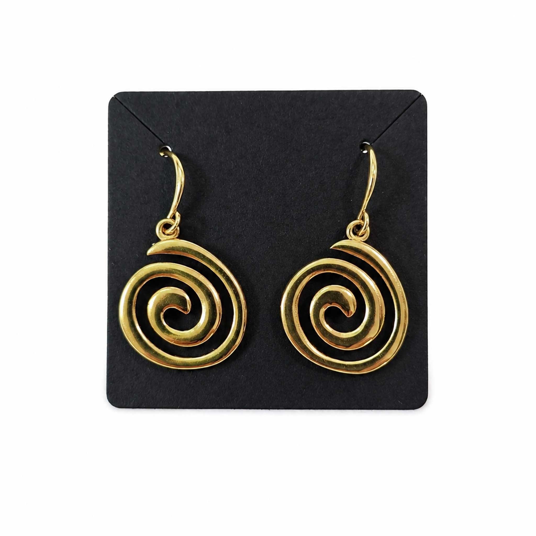 Gold Plated Spiral Earrings – Minimalist Twisted Earrings, Elegant Statement Jewelry