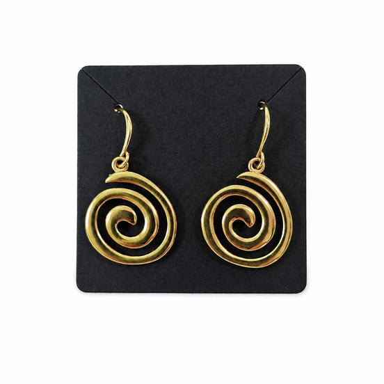 Gold Spiral Earrings & Red Beaded Necklace Set – Glass Bead Jewelry with Gold Accents, Elegant Matching Set