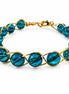 Gold Wire Beaded Bracelet – Dark Blue & Green Glass Bead Bracelet, Elegant Stackable Jewelry