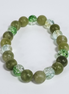 Verdant Grace Handmade Green Chalcedony Stretch Bracelet with Glass Bead Accents