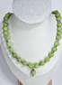 Green Pastures Olijfgroene Chalcedoon Ketting met Verzilverde Afstandhouders en Stenen Bedel