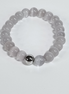 Urban Mist Grey Glass Bead Stretch Bracelet with Stainless Steel Spacer Ball