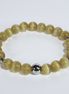 Ginger Glow Handmade Glass Bead Stretch Bracelet with Silver-Plated Stainless Steel balls