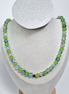 Olive Faith Glass Bead Necklace with silver Cross Charm