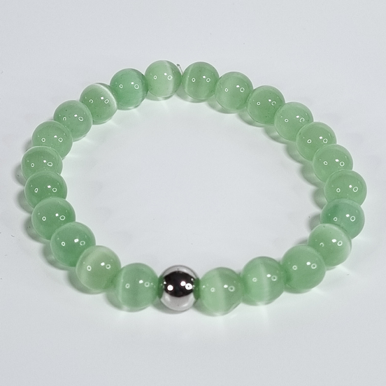 Rekbare Kattenoog Armband Mint Glow – 8 mm