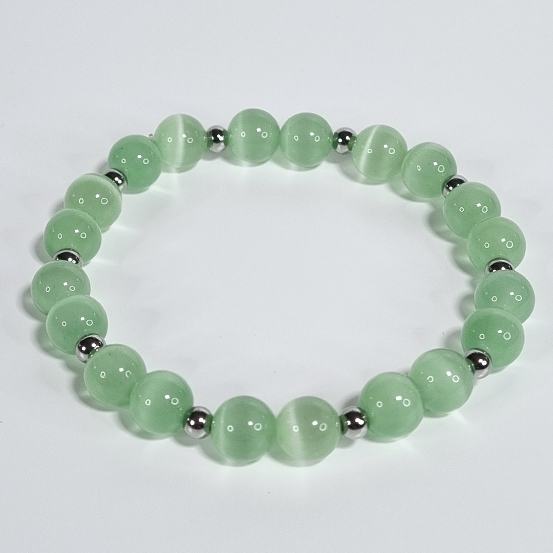 Mint Harmony Cat Eye Stretch Bracelet – 8 mm