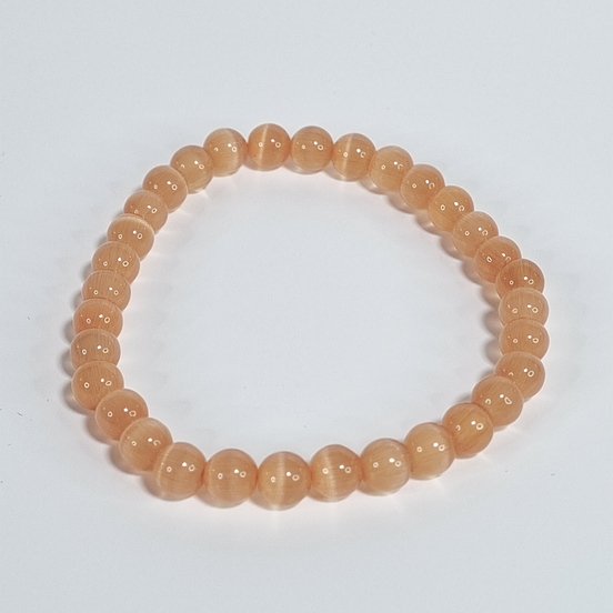 Oranje Kattenoog Rekarmband – 6 mm Glaskralen