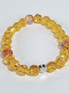 Orange Glass Stretch Bracelet with Stainless Steel Heart