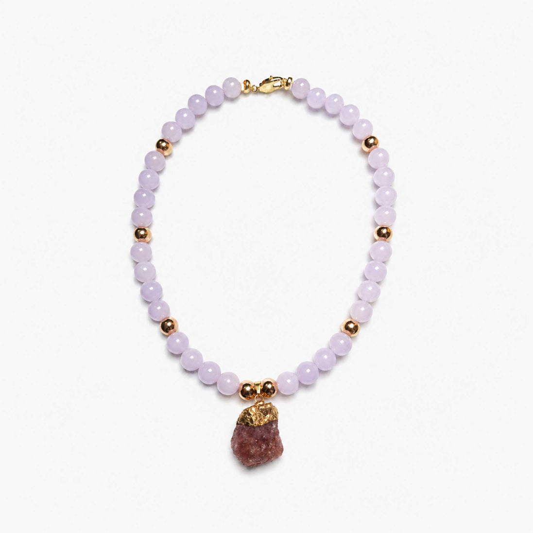 Lavender Stone Bead Necklace with Pendant, Elegant, Summer Jewelry (38 cm / 15 in)