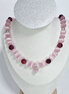 Blush Harmony Pink Cat Eye and Jade stone Necklace with Silver Plated Spacers