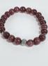 Royal Plum Dark Purple Glass Bead Stretch Bracelet with Silver-Plated Spacers