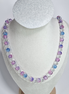 Royal Sanctum Crystal Glass Necklace in White, Soft Blue & Purple with Matching Bracelet Set
