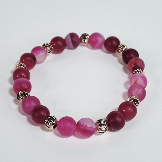 Rose Balance Handmade Matte Rose Stone Stretch Bracelet with Rose Gold Spacers