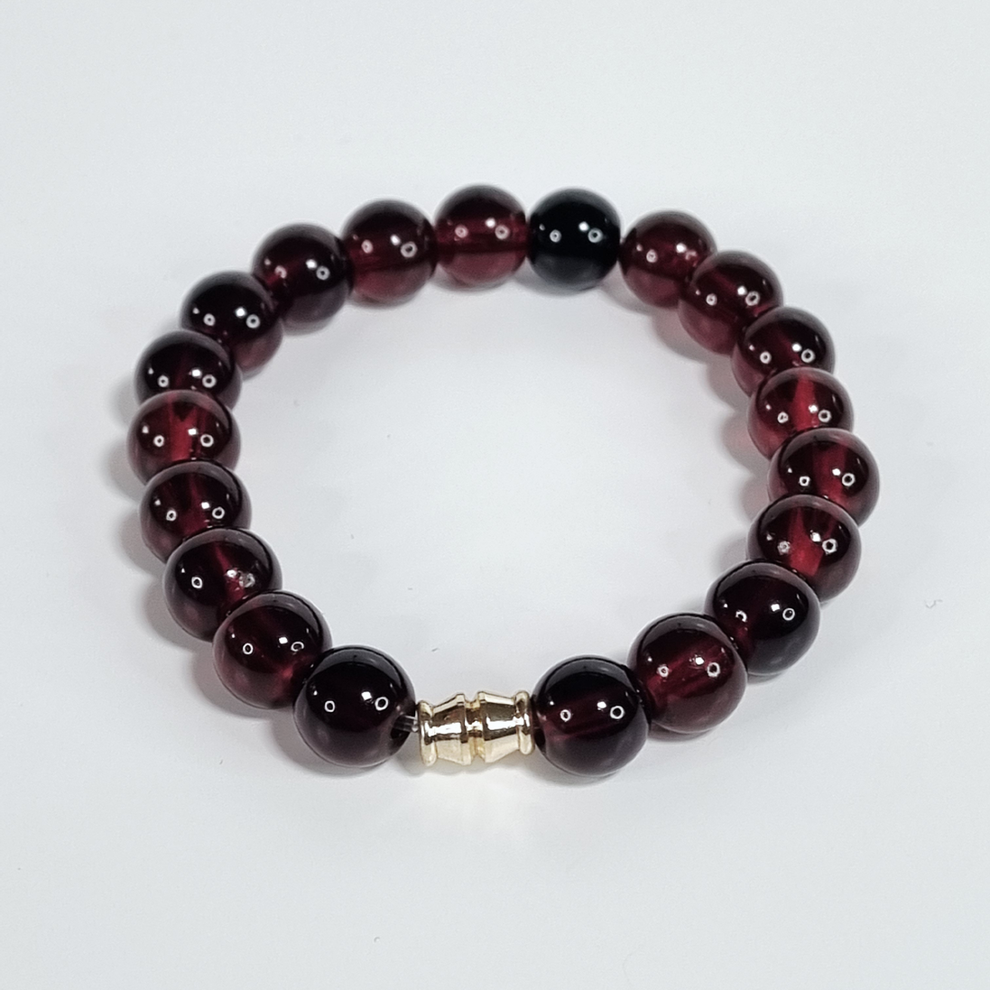 Wine Velvet Handmade Dark Red Cat Eye Stretch Bracelet with Gold-Plated Spacers