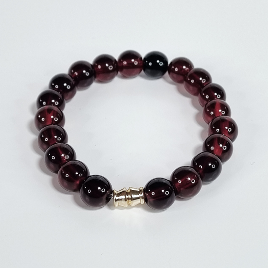 Wine Velvet Handmade Dark Red Cat Eye Stretch Bracelet with Gold-Plated Spacers