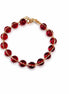 Gold Wire Red Beaded Bracelet – 8mm Glass Bead Bracelet, Handmade Stackable Jewelry