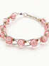 Silver Wire Beaded Bracelet – Light Pink Glass Bead Bracelet with Gold Accents, Delicate Handmade Jewelry