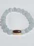 Zachte Roos Witte Glaskraal Stretch Armband met Roségouden Ovale Spacer