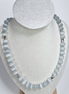 Pearly Sand White Glass Bead Necklace with Silver Tone Cylindrical Spacers