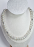 Pearl Elegance White Glass Pearl Necklace with Silver Plated Oval and Round Spacers