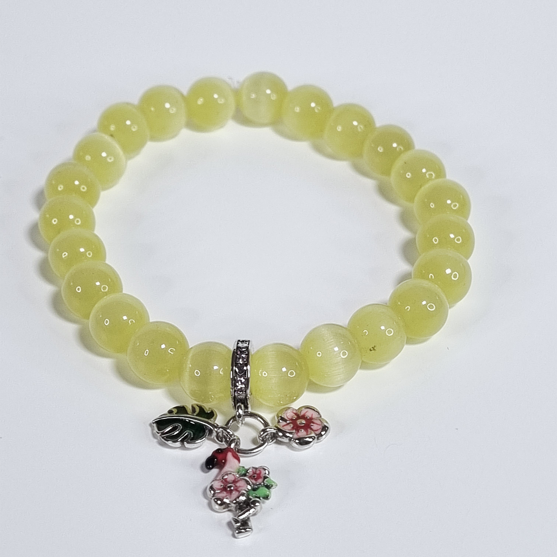 Sunny Bloom Yellow Cat Eye Stretch Bracelet – 8 mm